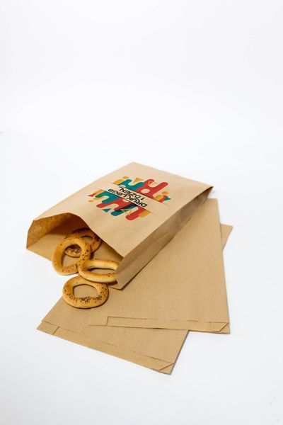 Torby Papierowe Fałdowe z Logo CMYK 100 szt Kraft Torebki Małe 29&times;15x6 cm
