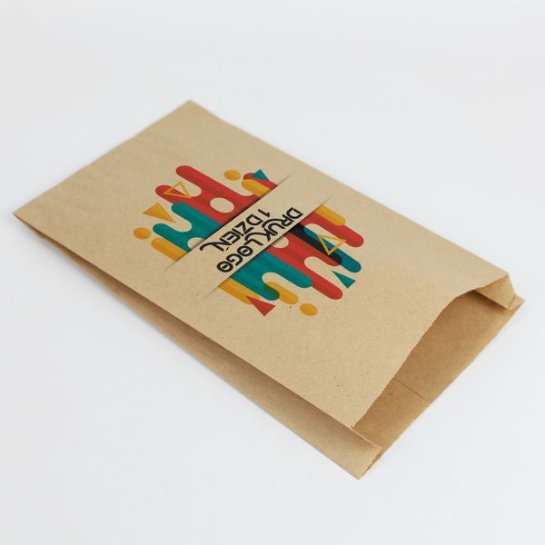 Torby Papierowe Fałdowe z Logo CMYK 100 szt Kraft Torebki Małe 29&times;15x6 cm