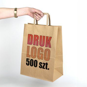 torba papierowa z logo 26*14*30 cm 500 szt Szybki Druk pełnokolorowy