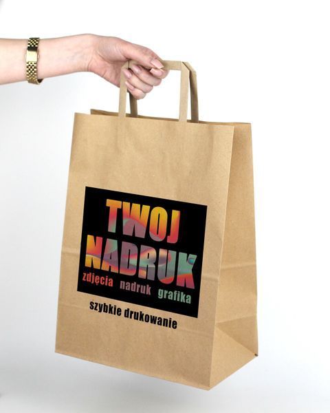 torba papierowa z logo 26*14*30 cm 500 szt Szybki Druk pełnokolorowy