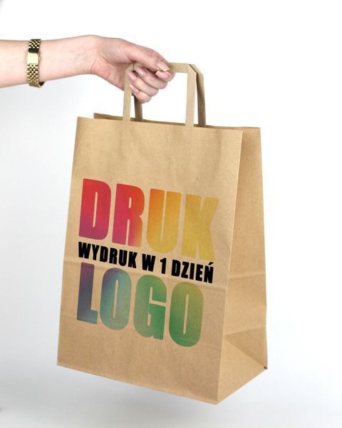 torby papierowe z logo 26*14*30 cm 100 szt za 1 dzień