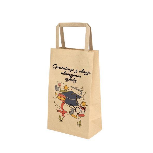 Torba Papierowa do Ukończenia Szkoły Przedszkola 18x8x23 cm - 10 szt warianty