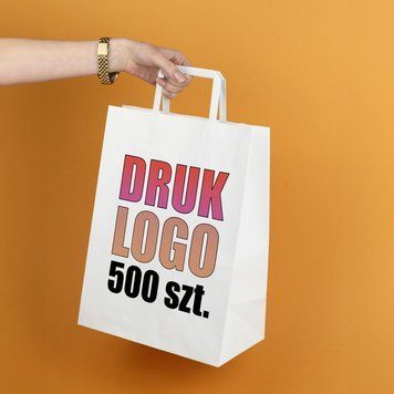 torby papierowe z nadrukiem 26*14*30 cm 500 szt Biała za 1 dzień