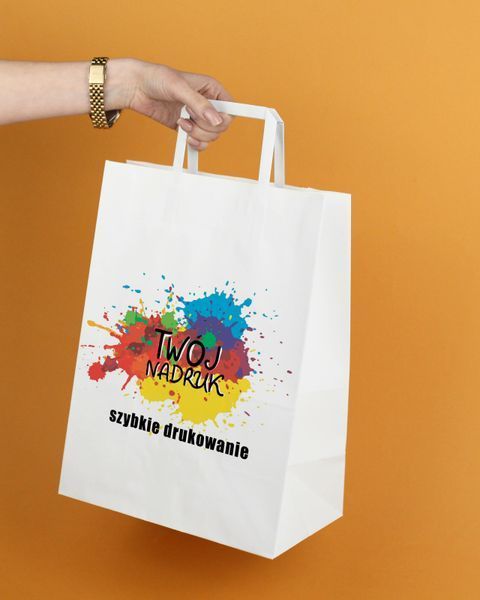 torby papierowe z nadrukiem 26*14*30 cm 500 szt Biała za 1 dzień