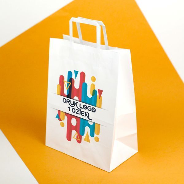 Torby papierowe z Logo A3 &ndash; Duże Białe Torebki z Nadrukiem 32&times;17&times;41 cm, 100 szt